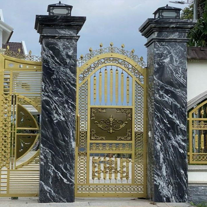 mẫu cổng nhà biệt thự ốp đá hoa cương