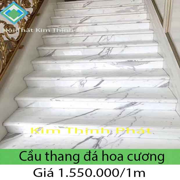 Báo giá cầu thang đá hoa cương trắng sứ vâm 02