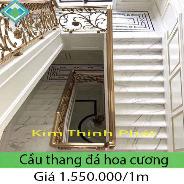 Báo giá cầu thang đá hoa cương trắng sứ vâm 02