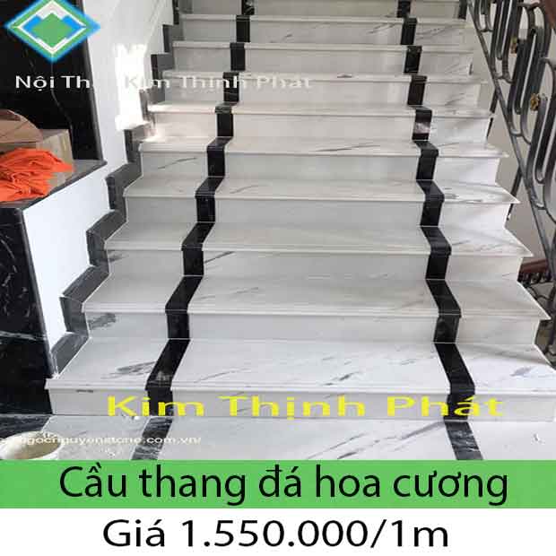 Báo giá cầu thang đá hoa cương trắng sứ vâm 03