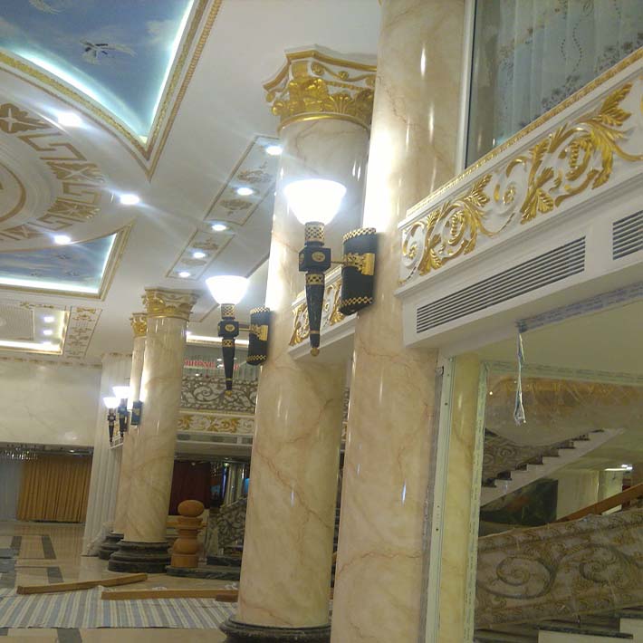 cột tròn đá hoa cương ốp khách sạn