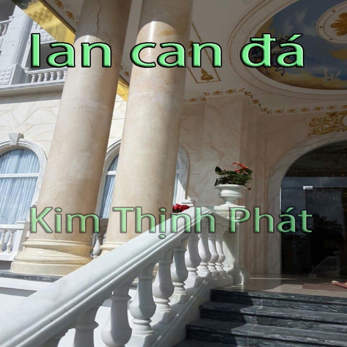 Con tiện đá hoa cương dính liền cột đá ốp nhà biệt thự đẹp